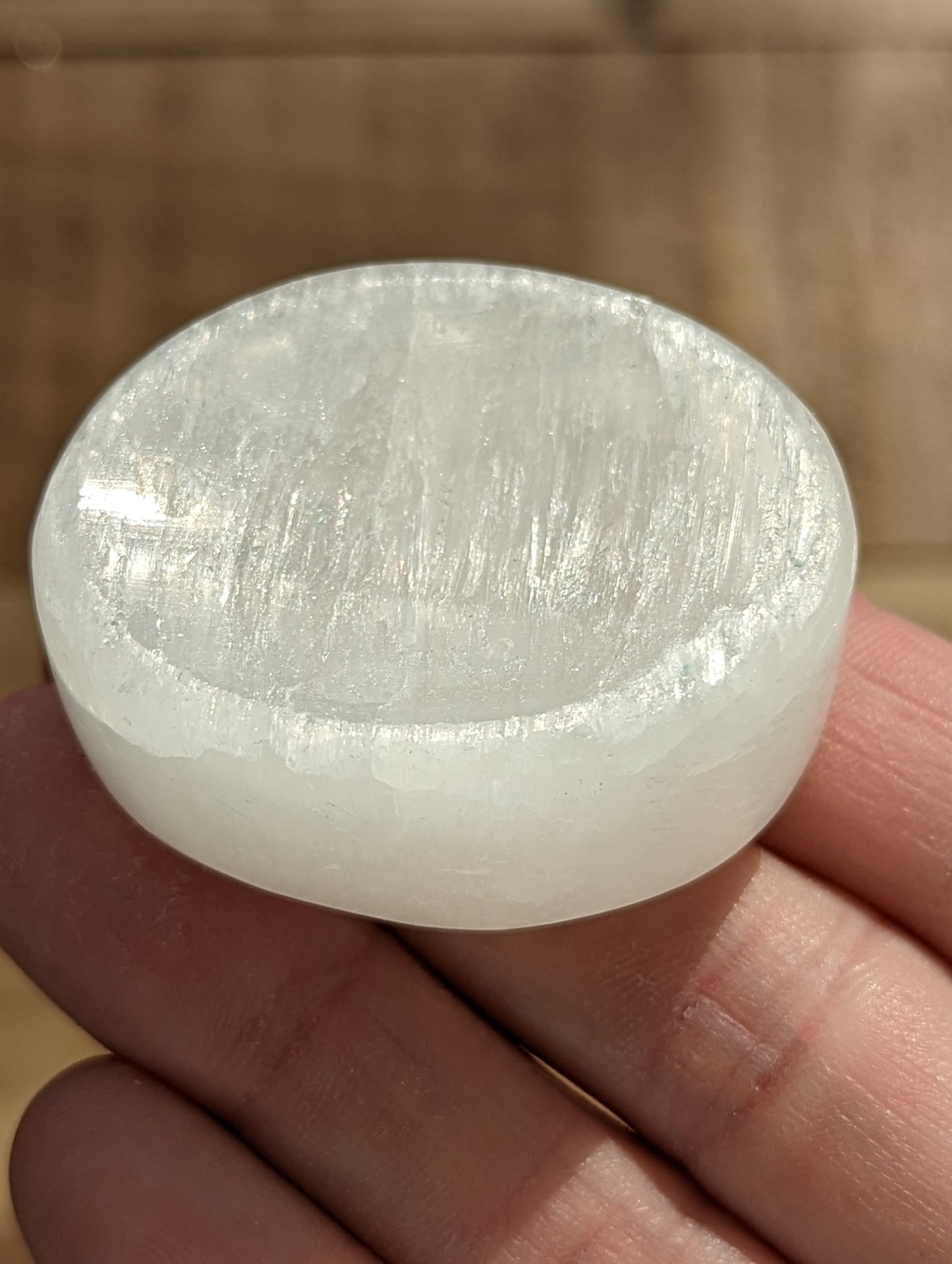 Selenite Sphere Holder / Worry Stone